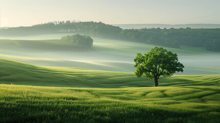 Poster - Calm and peaceful Saxony countryside landscape. Background image. Created with Generative AI technology.