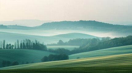 Poster - Calm and peaceful Saxony countryside landscape. Background image. Created with Generative AI technology.