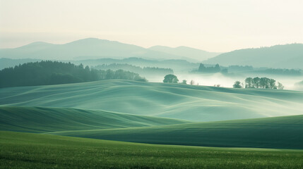 Poster - Calm and peaceful Saxony countryside landscape. Background image. Created with Generative AI technology.