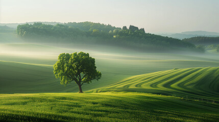 Poster - Calm and peaceful Saxony countryside landscape. Background image. Created with Generative AI technology.