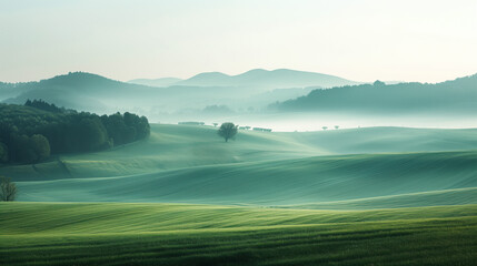 Poster - Calm and peaceful Saxony countryside landscape. Background image. Created with Generative AI technology.