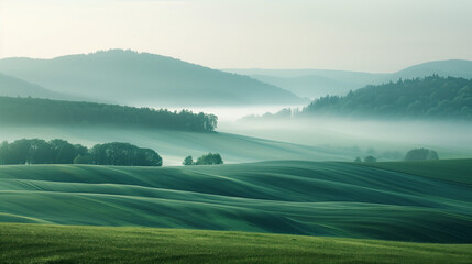 Poster - Calm and peaceful Saxony countryside landscape. Background image. Created with Generative AI technology.