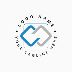 Poster - Logo design graphic concept creative premium vector stock initial W or CC font line square connect cutting off Related to monogram typography branding