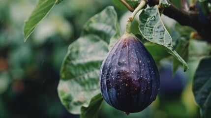 Poster - Ripe Fig Hanging on a Branch