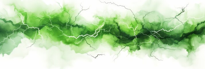 Poster - abstract green watercolor with lightning