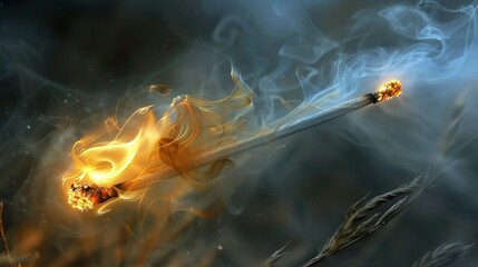 Leinwandbilder -  A sword in flames with fire emanating from both ends
