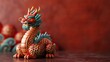 © Wiseman - chinese new year dragon oriental festival decor on red background.illustration