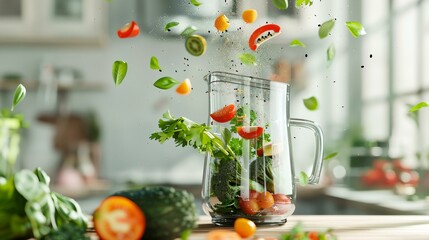 Poster - a blender filled with vegetables