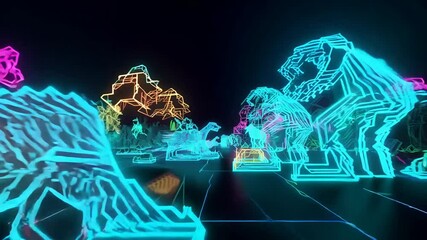 Poster - Neon Forest Flight Generative AI