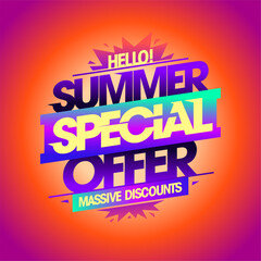 Wall Mural - Summer special offer, massive discounts, summer sale web banner