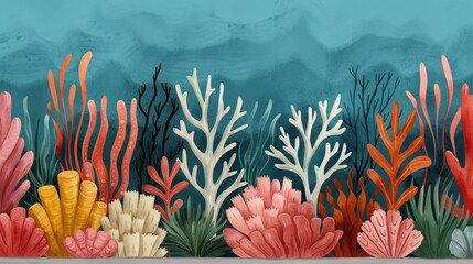 Canvas Print - Immerse yourself in the beauty of undersea realms with illustrations depicting vibrant coral reefs, bustling marine ecosystems, and the enchanting allure of aquatic environments. Clean and Clear