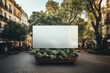 © Store at the corner - A blank large billboard mockup standing city street, providing an ideal canvas for advertising campaigns and promotional messages