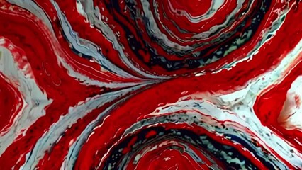 Wall Mural - Marbling effect with shades of royal red swirling elegantly, reminiscent of luxurious marble patterns, 4K Ultra HD Wallpaper animation video