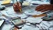 © PondLord - An accountant is highlighting important figures on financial statements with a yellow marker, surrounded by paperwork on a cluttered desk.