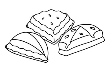 Baklava line art design refined drawing