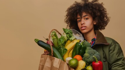 Poster - girl with vegetables