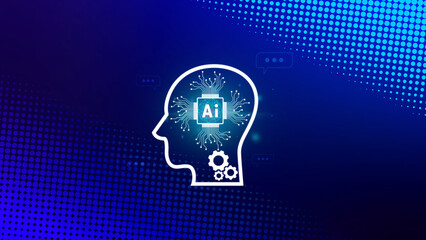 Fototapete - ai tech, virtual graphic global internet connect with ai, artificial intelligence, using command pro