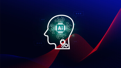 Fototapete - ai tech, virtual graphic global internet connect with ai, artificial intelligence, using command pro