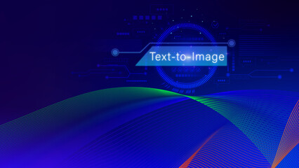 Fototapete - ai tech text to image, virtual graphic with ai, artificial intelligence, using command prompt for ge