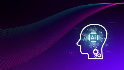 Fototapete - ai tech, virtual graphic global internet connect with ai, artificial intelligence, using command pro