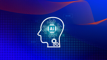 Fototapete - ai tech, virtual graphic global internet connect with ai, artificial intelligence, using command pro