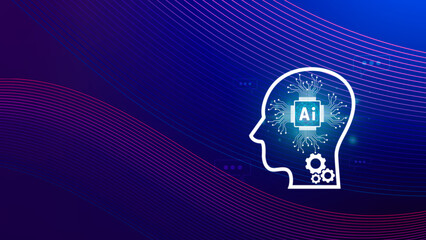 Fototapete - ai tech, virtual graphic global internet connect with ai, artificial intelligence, using command pro