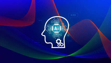 Fototapete - ai tech, virtual graphic global internet connect with ai, artificial intelligence, using command pro