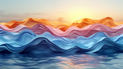 Wall Mural - Abstract colorful waves on the water surface.