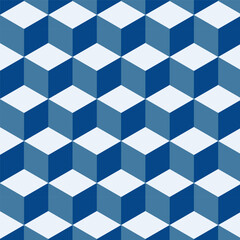 Wall Mural - cubes seamless pattern.block repeat pattern in navy blue.geometric graphic vector background.