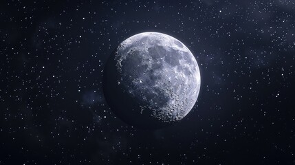 Wall Mural - the waxing gibbous moon in a dark sky