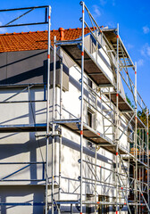 Poster - typical scaffolding at a construction site