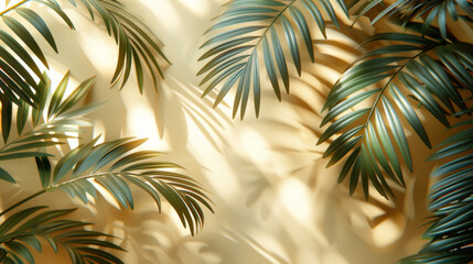 Wall Mural - Abstract background with palm leaf shadow