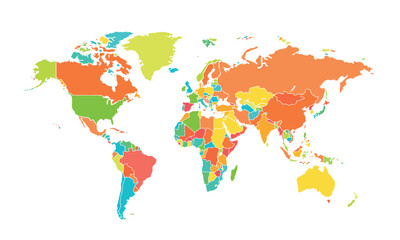  World map isolated .modern colorful style. for website layouts, background, education, precise, customizable, Travel worldwide, map silhouette backdrop, earth geography, political, reports. 