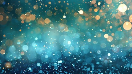 Poster - Defocused glittering lights on blue and green bokeh background Celebration pattern for Christmas Party New Year