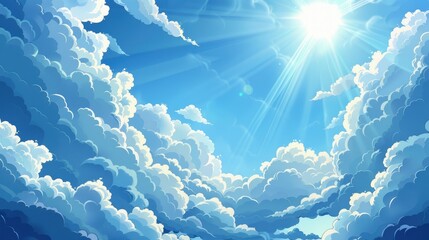 Wall Mural - sunny blue sky with clouds and space