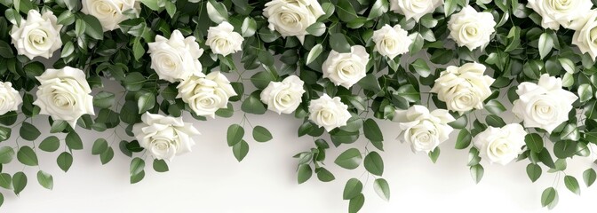 Wall Mural - White roses flowers isolated on white background design element wallpaper background