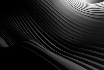 3d render of abstract background with smooth wavy lines in black