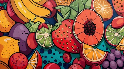Poster - fruit-themed artwork captivates with vibrant colors and intricate patterns, transforming everyday fr