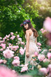 © peopleimages.com - Organic, fashion and environment with portrait of woman in garden for elegance, style or sustainability. Calm, conservation and lace with model outdoor in flower field for responsibility from back