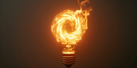 Wall Mural - enigmatic light bulb symbolizes creativity passion and innovation with vibrant fiery swirl. concept 