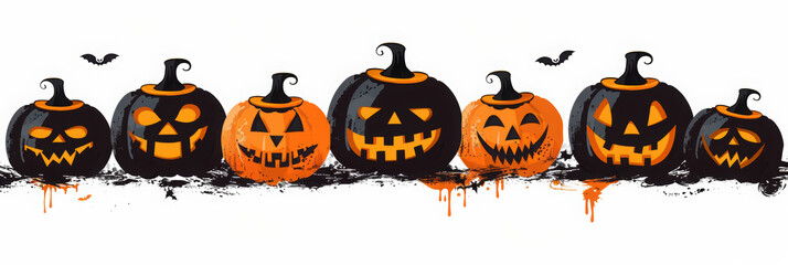 Wall Mural - halloween pumpkin on white background
