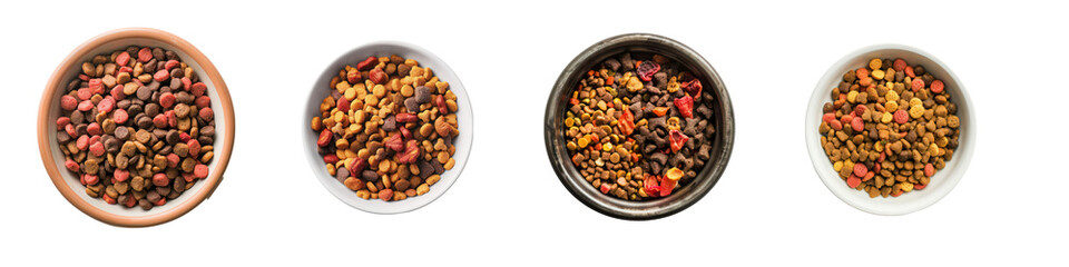 Set of cat and dog food isolated on transparent background