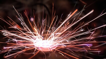 Wall Mural - spark closeup firework glow
