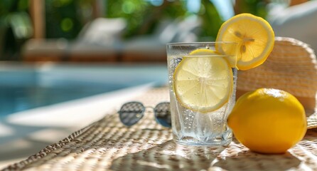 Poster - Refreshing Lemonade by the Poolside on a Sunny Day