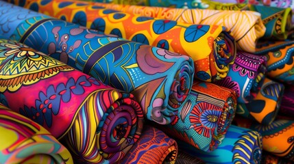 Poster - Vibrant cotton fabric with colorful patterns and intricate designs, perfect for adding style to any project.
