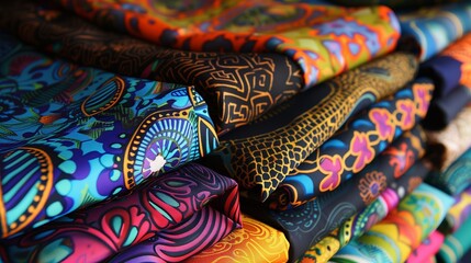 Poster - Brightly colored cotton fabric with vibrant patterns and intricate designs.