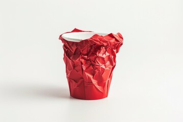 Aufkleber - A single red cup with a white lid placed on a table