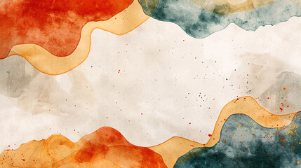 Wall Mural - Abstract Watercolor Background in Earth Tones with Copy Space for Branding, Website, or Social Media