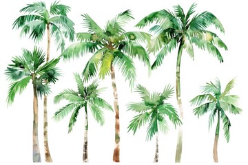 Poster - Watercolor painting of a group of palm trees
