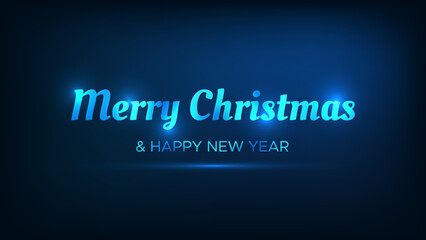 Wall Mural - Merry Christmas and Happy New Year neon background